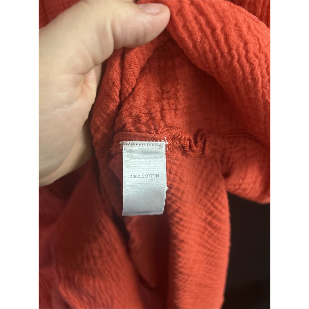 J. Jill Women's Solid Orange Cotton Dress Size M Oversized Pockets 3/4 Sleeve - Picture 5 of 8
